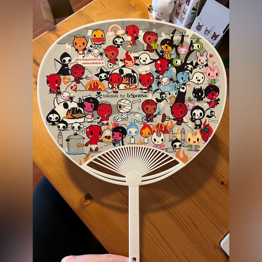 Rare tokidoki heaven hell hand fan Japanese uchiwa LeSportsac